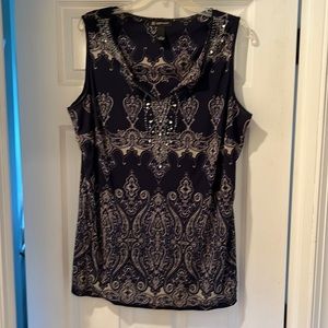 INC sleeveless stretchy top with rhinestones 1X